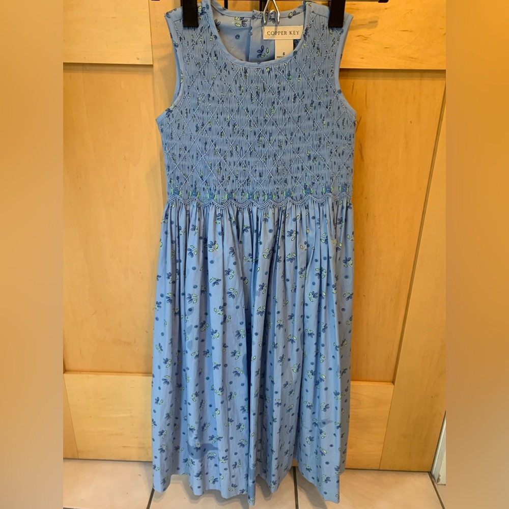 Copper Key Maxi Blue Floral Smocked Dress